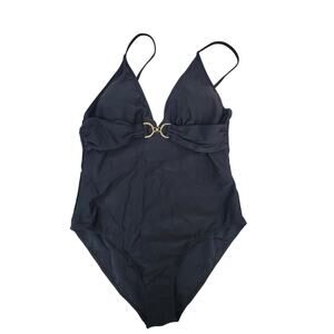 UniqueBella XL Black One-Piece Swimsuit with Gold Accent